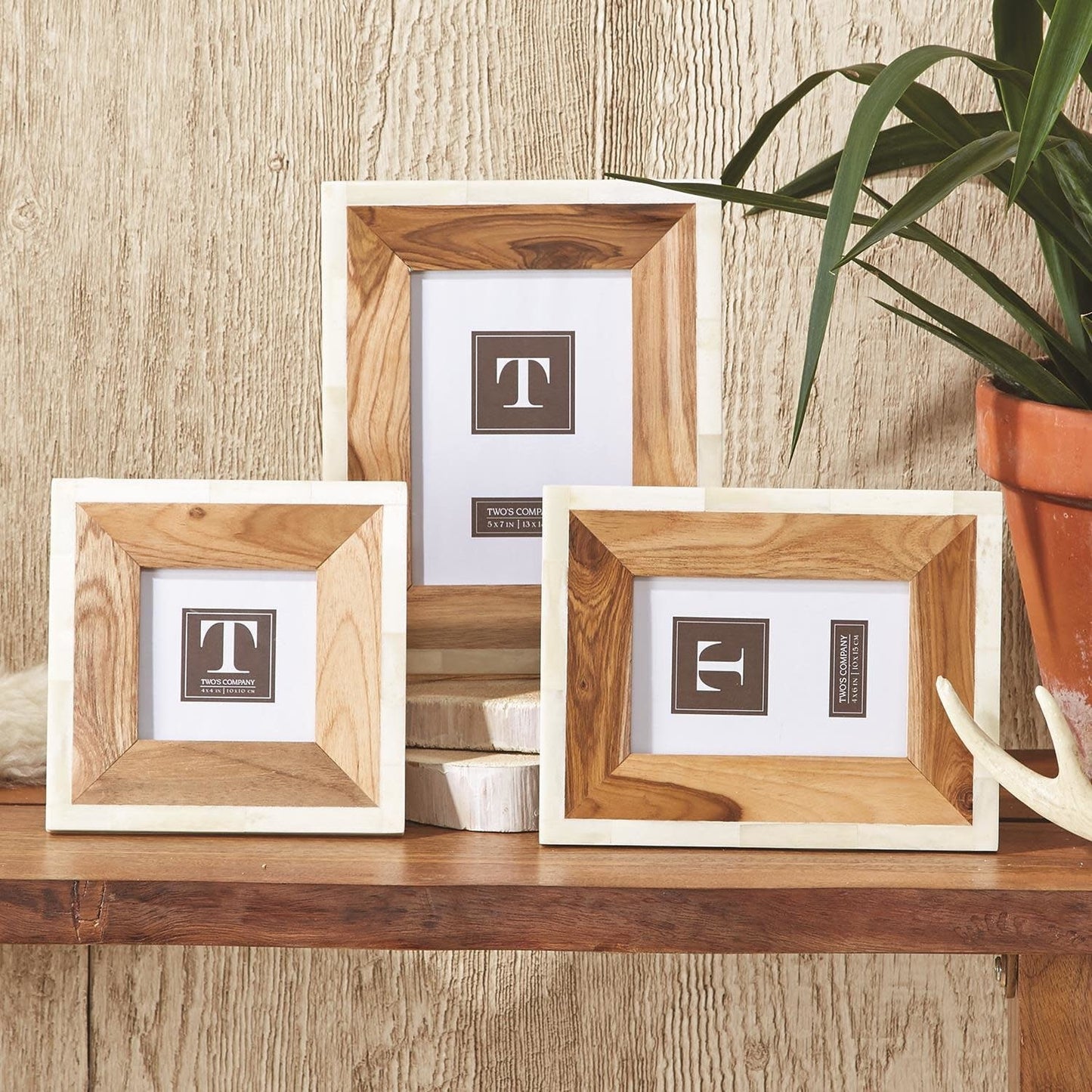 4x6 WOOD AND BONE PHOTO FRAME