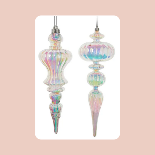 12" PLSTIC OPALESCENT FINIAL ORN