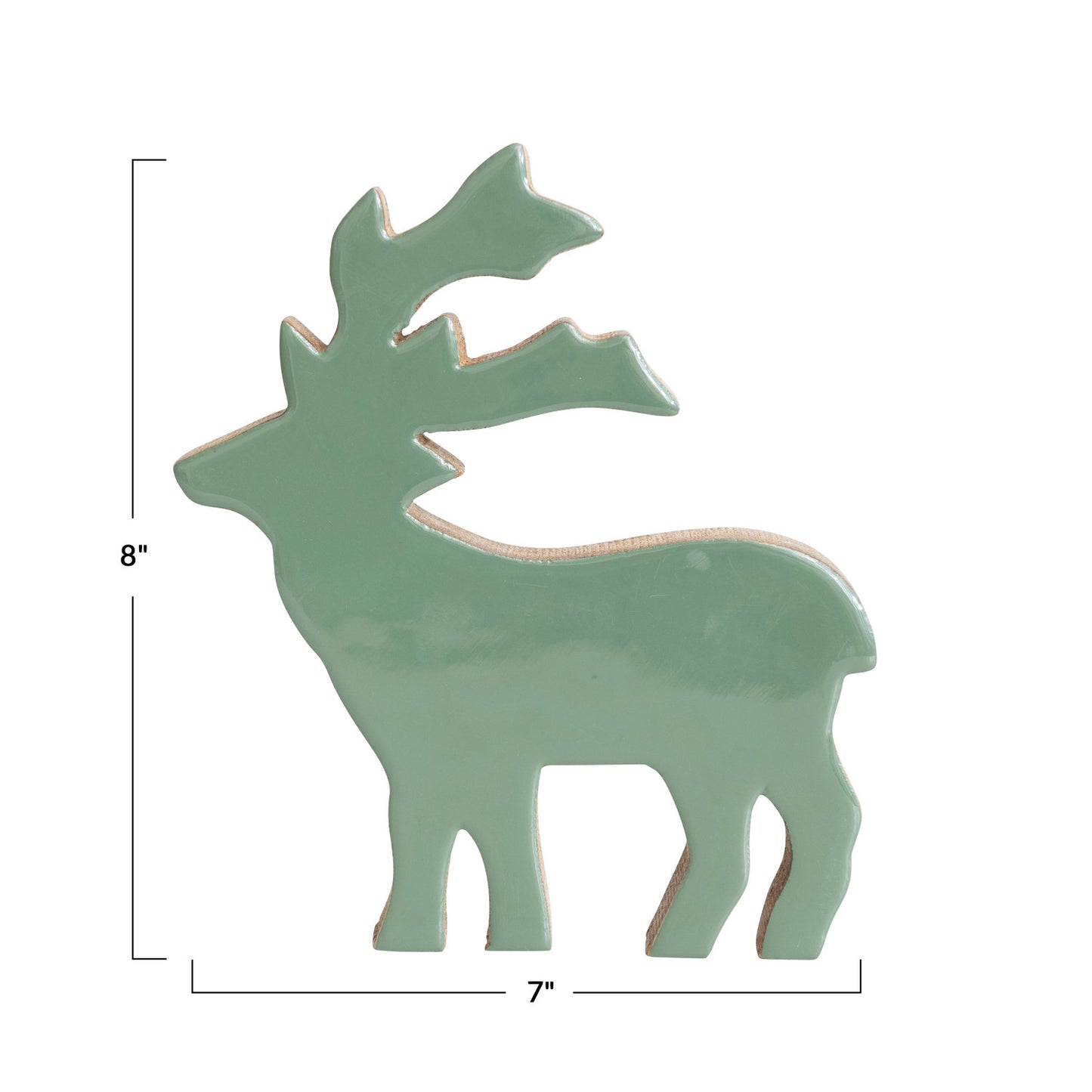 FIGURA DE VENADO EN MADERA Y ESMALTADO VERDE