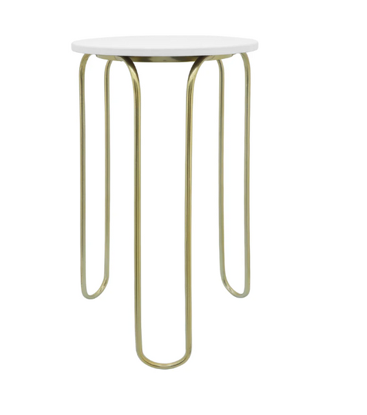 METAL END TABLE 22'' WHITE GOLD