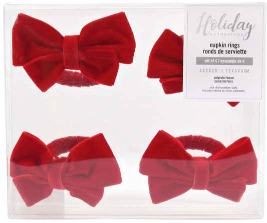 RED VELVET BOW NAPKING RING