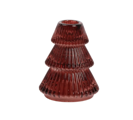 TREE TAPER CANDLEHOLDER: LARGE RED