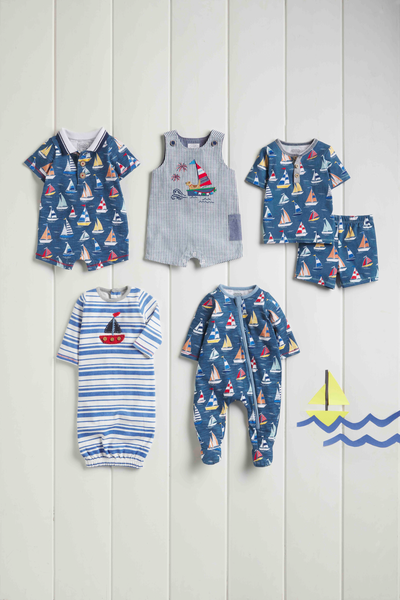 SAILBOAT BABY SLEEPER  0-3 MONTHS