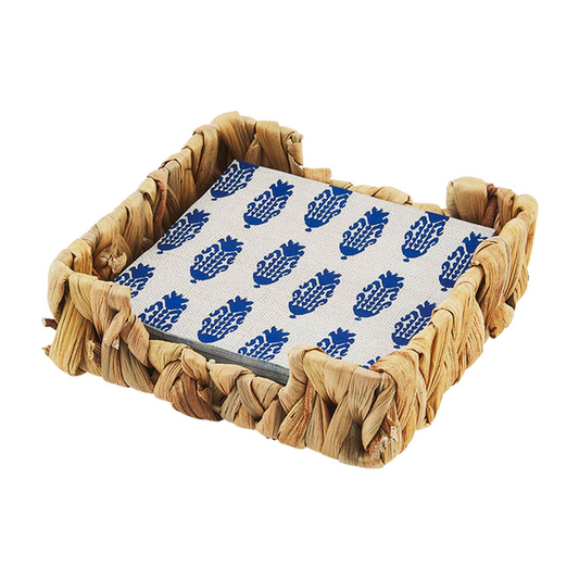 LEAF BLUE INDIGO NAPKIN BASKET