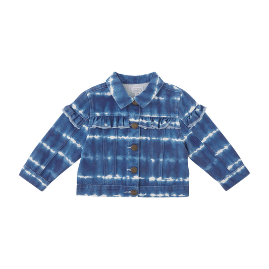 TIE DYE STRIPE RUFFLE JACKET MEDIUM 2T-3T