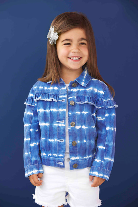 TIE DYE STRIPE RUFFLE JACKET LARGE 4T-5T