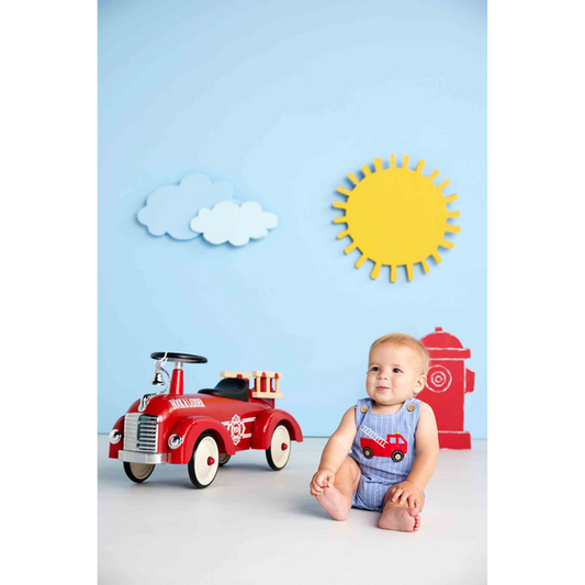 FIRETRUCK BABY JON JON ROMPER 6-9 MONTHS