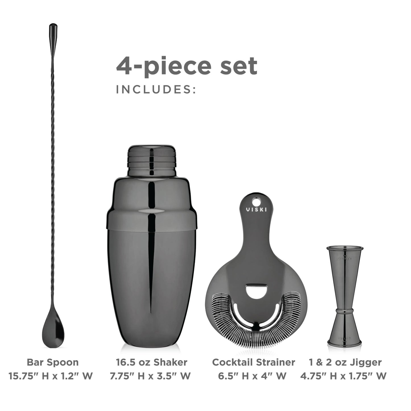 GUNMETAL MIXOLOGIST BARWARE SET