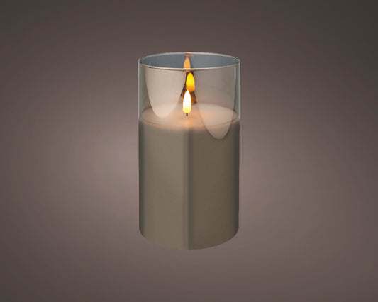 LED WICK CANDLE GLASS BO INDOOR-SMOKEY GREY